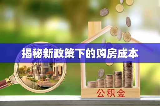 南陵揭秘新政策下的购房成本